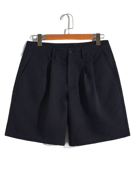 

men solid plicated detail shorts 630f#, White;black