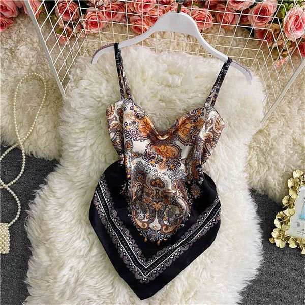 

women's tanks camis wind han suit belly pocket underwear suspender vest female ancient pajamas fashion backless printed summer 5cel, White