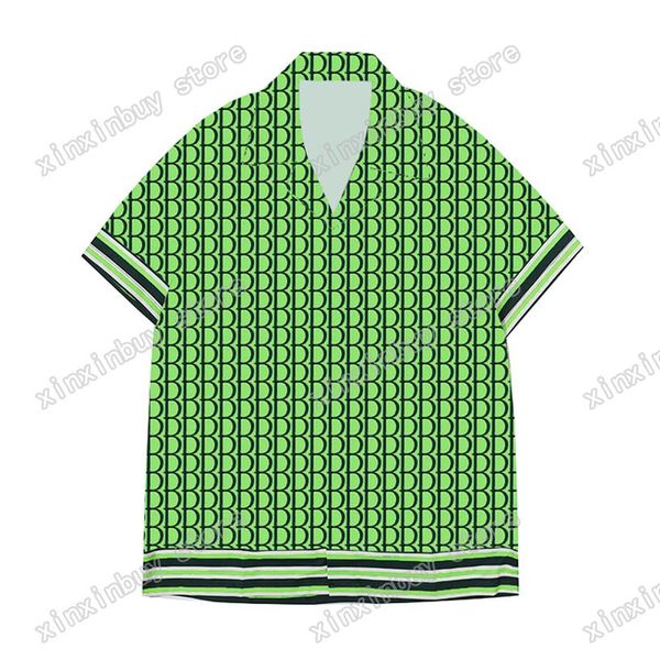 

22ss fashion hawaii floral letter print beach shirts mens designer silk bowling shirt casual shirts men summer short sleeve loose 293u, White;black