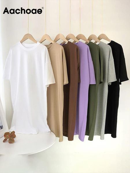 

women casual loose solid 100 cotton t shirt dress o neck mini batwing short sleeve basic dresses vestidos, Black;gray
