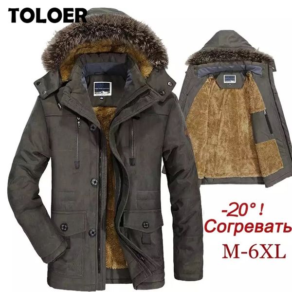 

winter jacket men plus size 5xl 6xl cotton padded warm parka coat casual faux fur hooded fleece long male jacket windbreaker men 220804, Black;brown