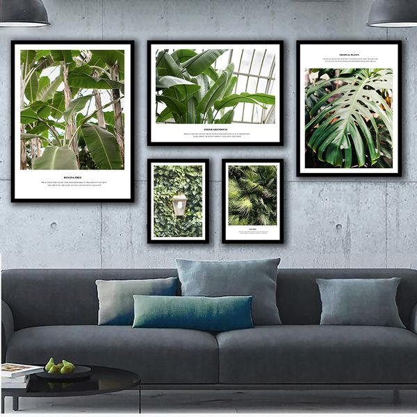 Posters nórdicos e impressões da floresta tropical da floresta de parede Pintura de lona de parede de imagens de parede para decoração da sala de estar