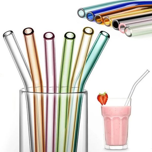 

dhl colorful glass straws reusable drinking straw eco-friendly high borosilicate glass straw glass tube bar drinkware sxmy1