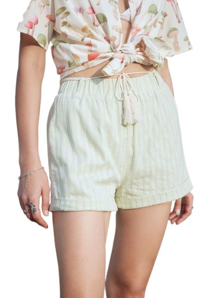 

romwe textured elastic waist shorts n0y2#, White;black