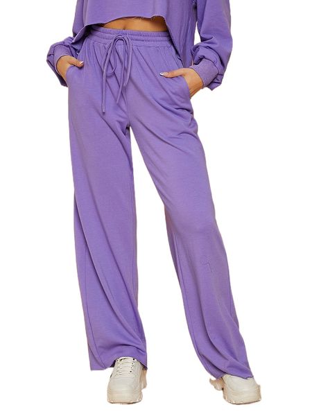 

drawstring waist wide leg joggers h5ni#, Black;white