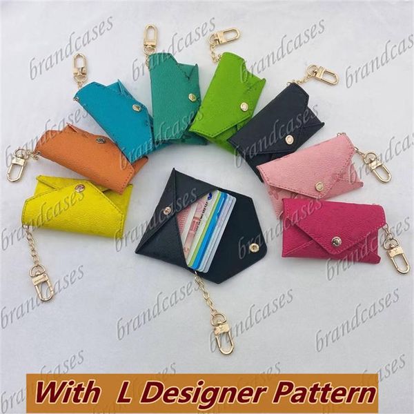 

designer letter wallet keychain keyring pu leather housekeeper holder car chain charm brown flower mini bag trinket gifts accessor204k, Silver