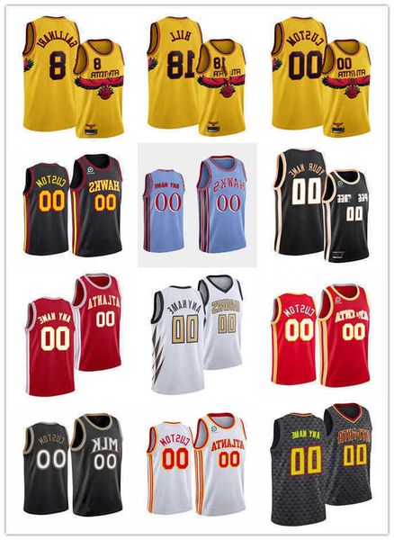 

75th custom men women youth atlanta''hawks''2 sharife cooper 10 gorgui dieng 8 danilo gallinari 5 kevin knox ii basketba, Black;red