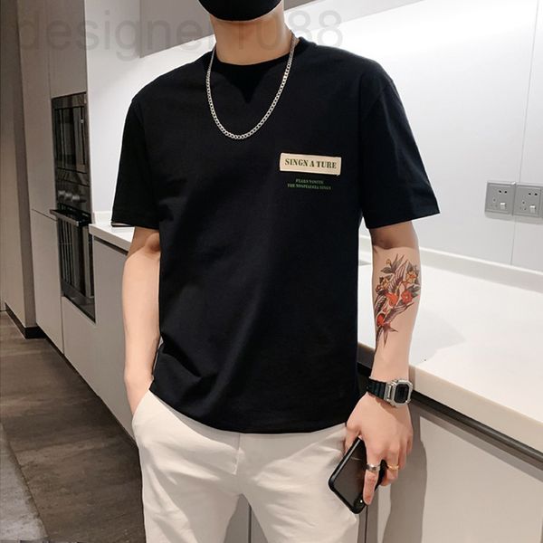 

men's t-shirts designer short sleeved t-shirt men's fashion brand korean summer net red round neck half clothes cotton versatile t, White;black