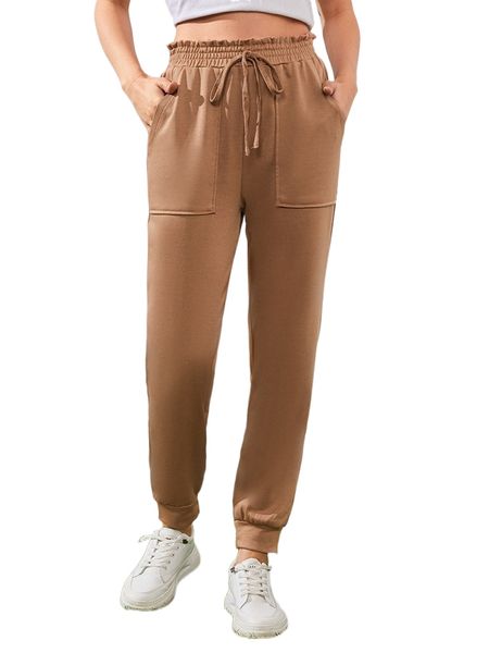 

paperbag waist knot front sweatpants c8tu#, Black;white