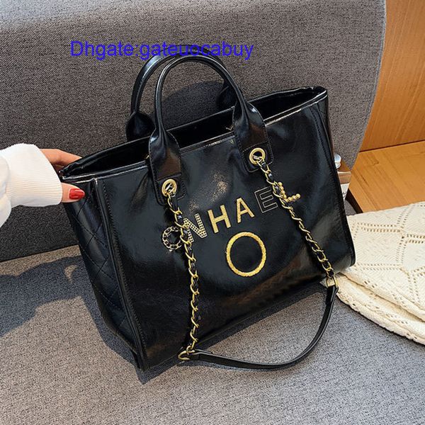 

women's brand luxury handbags beach bags designers ch metal letter badge tote evening bag small mini body leather handbag large female
