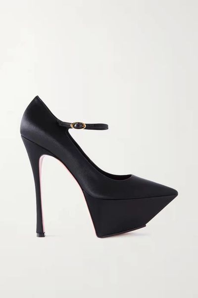 

new season amina shoes muaddi pumps yigit silk-satin platform pumps black