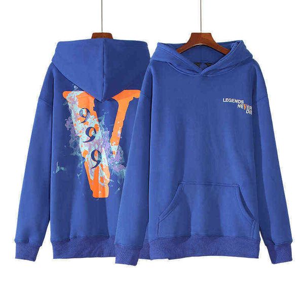 

designer vlones hoodies aw2021 splash letter 999 printed plush large hoodie, Black
