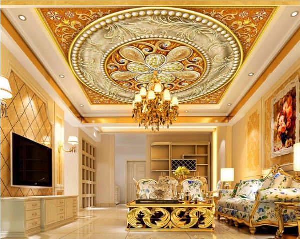 Sfondi murale del soffitto 3D di alta qualità Luxuria in stile europeo soggiorno camera da letto miglioramento della casa arredamento a muratura 3d murales sfondi foto