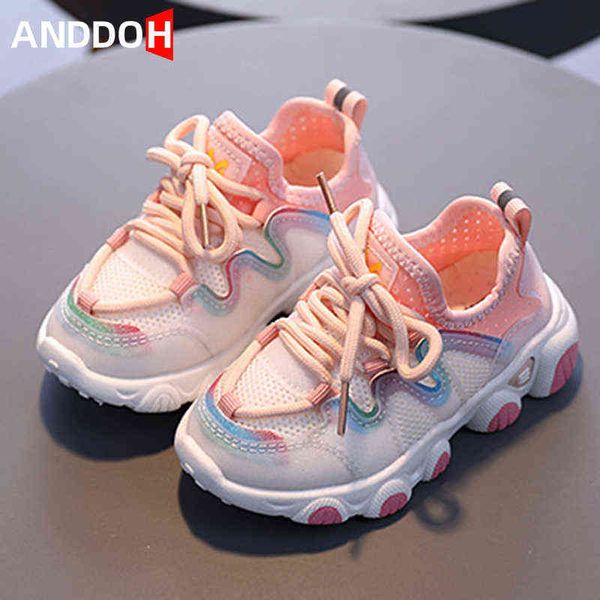 

size 21-30 children breathable mesh sneakers boys girls kids casual non-slip toddler shoes baby wear-resistant soft sole shoes g220422, Black;red