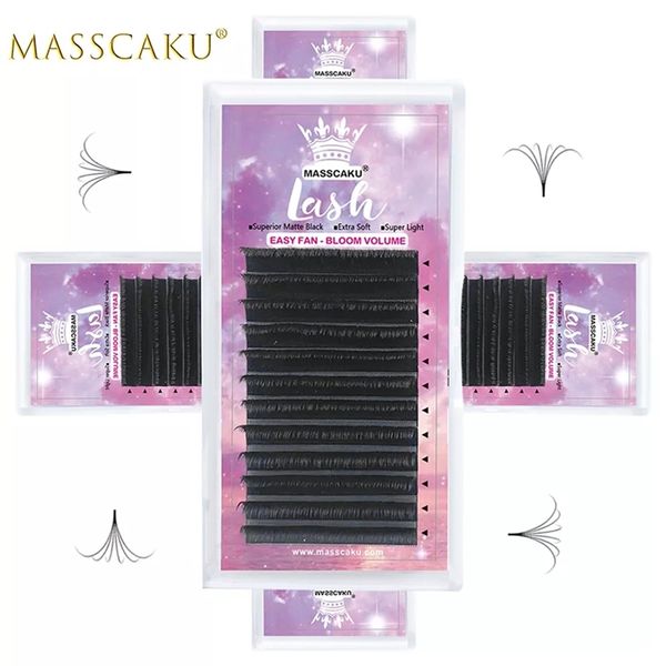 

masscaku make up super long easy fanning false eyelash extension 8 20mm fast blooming 2d 20d lashes for building 220524