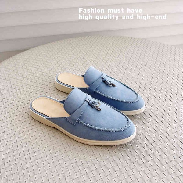 

dress shoes women's shoes spring natural cow suede mules metal decoration flip flops toe round leisure outside concisa designer, Black