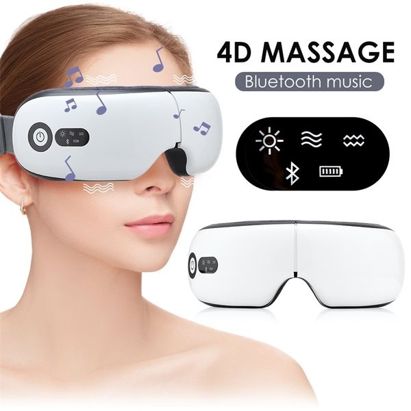 Massageador ocular 4D Pressão do ar Vibração do olho Instrumento de cuidados com os olhos Fadiga alivia Comprime Bluetooth Music Smart Massage Glasses 220514