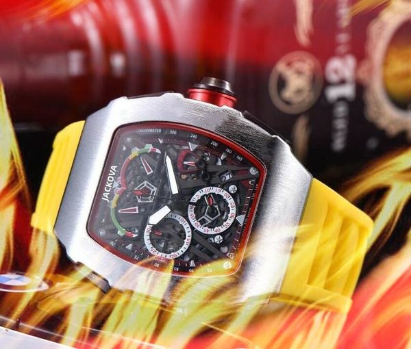 Мужские часы с автоматическим кварцевым механизмом, секундомер, 43 мм, каучуковый ремешок, деловые спортивные прозрачные импортные хрустальные зеркальные часы с батареей