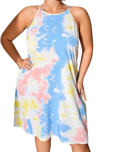 

plus tie dye halter dress c2xr#, Black