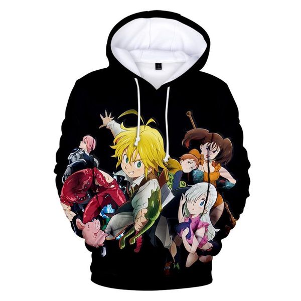 Felpe con cappuccio da uomo Felpe Meliodas 3D The Seven Deadly Sins Felpa con cappuccio da uomo/donna Moda Casual Stampa Nanatsu No Taizai TopsUomo