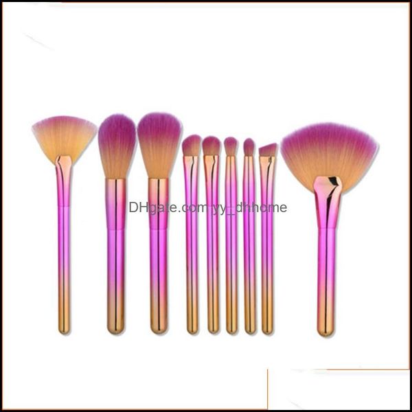 Pennelli Utensili manuali Giardino domestico Ll Fan Fondotinta Trucco Arcobaleno Ombretto Polvere Sopracciglio Eyeliner Compone Set di pennelli P Dheiw