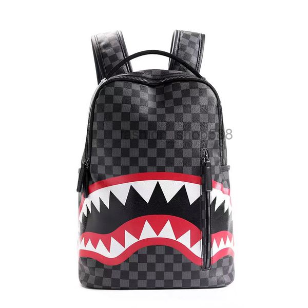 

designer trendy leopard women lady backpack bags shark teeth backpack hand bag