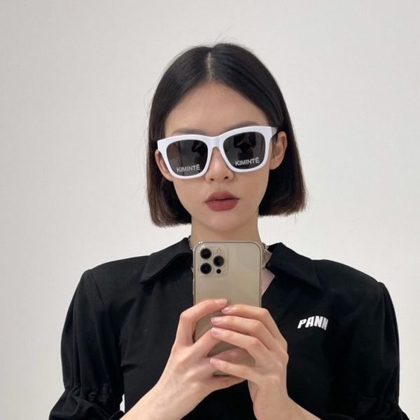 

designer sunglasses uv400 sunglass caramel 2022 new brown kimhekim letter with myopic polarized small face women's glass, White;black