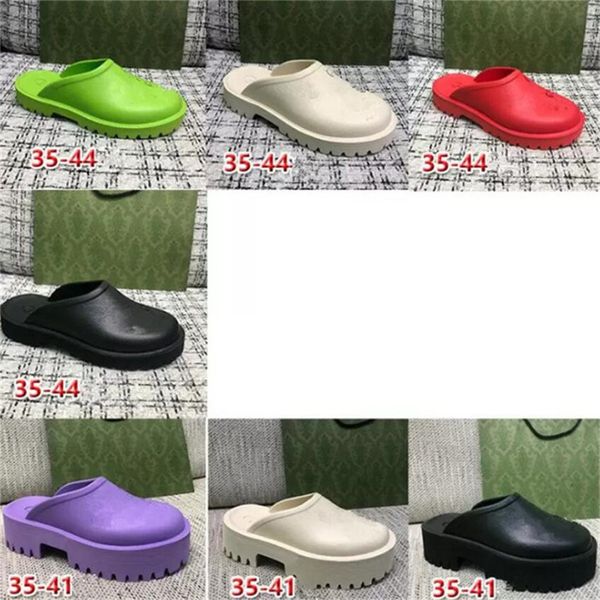 

brand perforated slippers men women platform designer sandals wedge rubber cut-out slide transparent materials fashionable beach flats shoes, Black