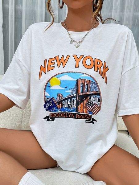 

letter graphic drop shoulder tee h4gk#, White