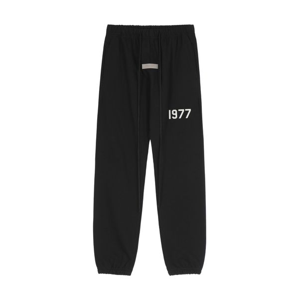 

designer pants season 8 fad brand flocking 1977 letters high street casual pants for men, Black