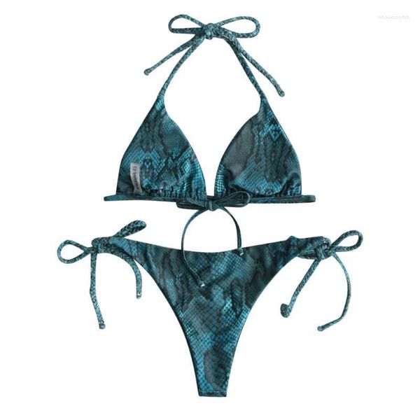 Biquíni 2022 pele de cobra alta corte v pescoço duas peças maiô beachwear mulheres tankini maiô feminino