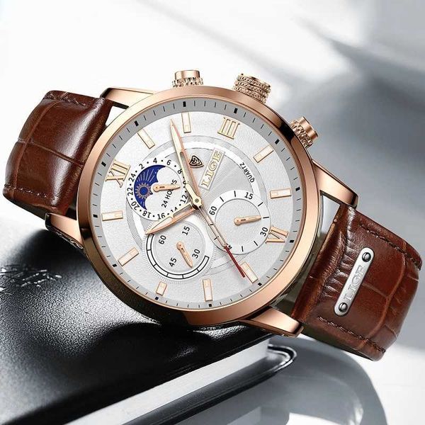 

fashion leather waterproof quartz clock mens watches brand luxury watch military sport wristwatch+box, Slivery;brown