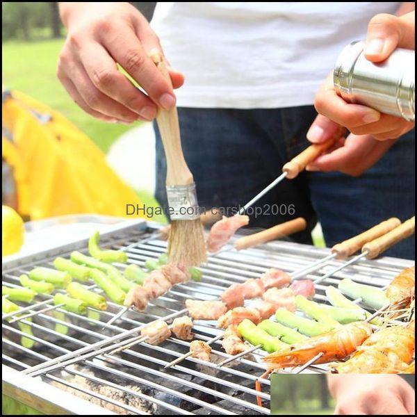 Accessori per barbecue Accessori Cucinare all'aperto Mangiare Patio Prato Giardino Home Superior Picnic Barbecue Spiedo Arrosto Stick Ago in acciaio inossidabile Wi