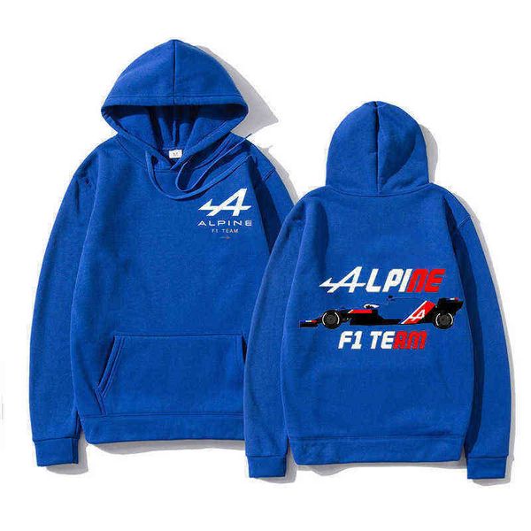 

high street casual sweater racer alonso f1 alpine team hoodie racing fans tracksuit team men women hoodies oversized sweatshirt hip hop stre, Black