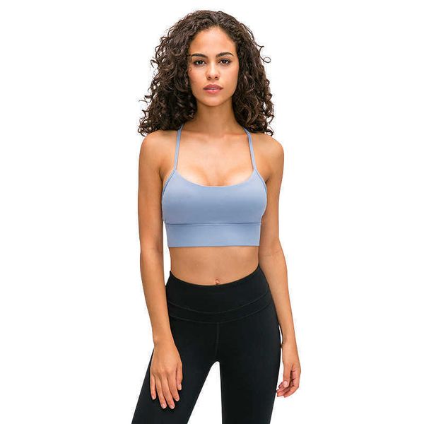 

lulu bra women fitness yoga vest sport push up solid backless running gym training crop sports workout femme padded woman underwear female