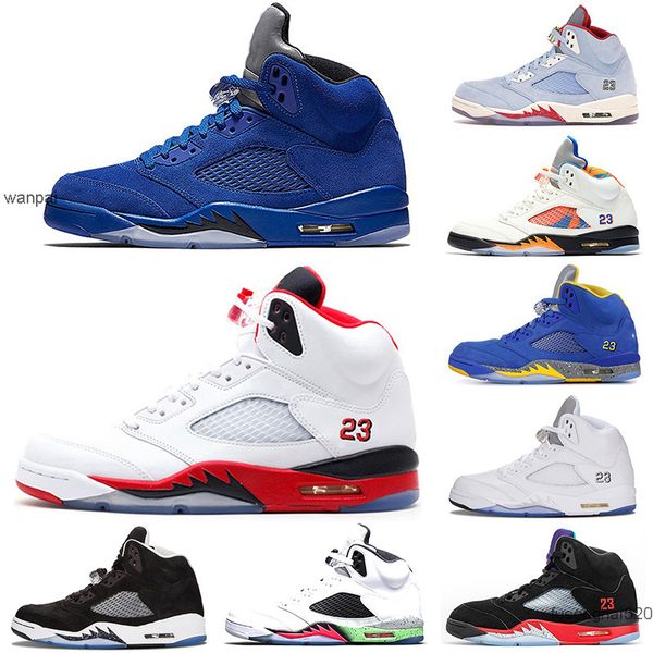 

2022 new men basketball shoes 5 5s alternate grape blue suede fire red international flight laney royal metallic silver oreo space jam train