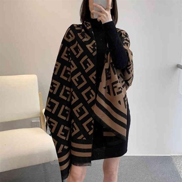 

large rectangle f double-sided ladies shawl winter warm scarf cashmere 200 x 70 cm 9mdu317l, Blue;gray