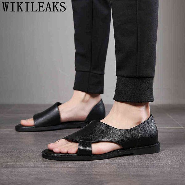 

dres shoe italian leather sandal for men summer casual shoe black fashion gladiator designer zapato 220723