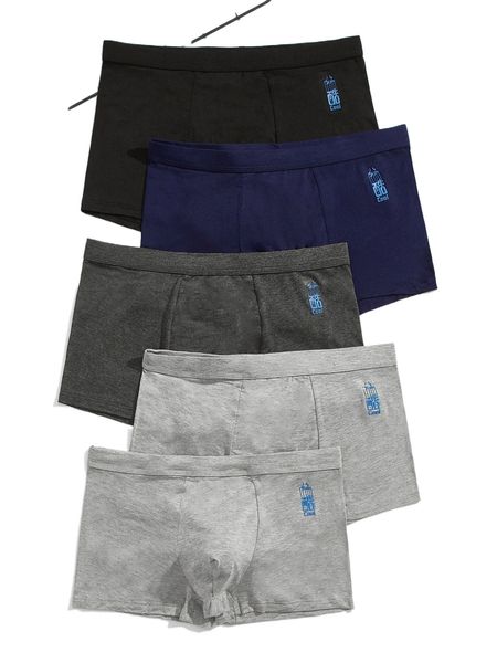 

men 5pcs letter patched boxer brief x50i#, Black;brown