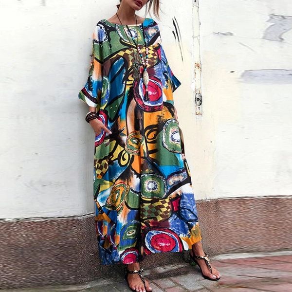 

plus plant print trumpet sleeve ruffle hem smock dress o7kh#, Black