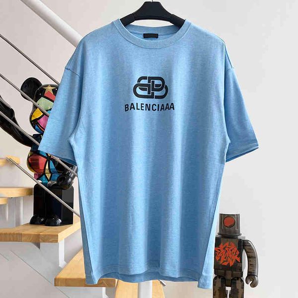 

men sweaters balencaigas's t shirt 2022 spring tide brand b family lock print short sleeve off sho ewqn, White;black