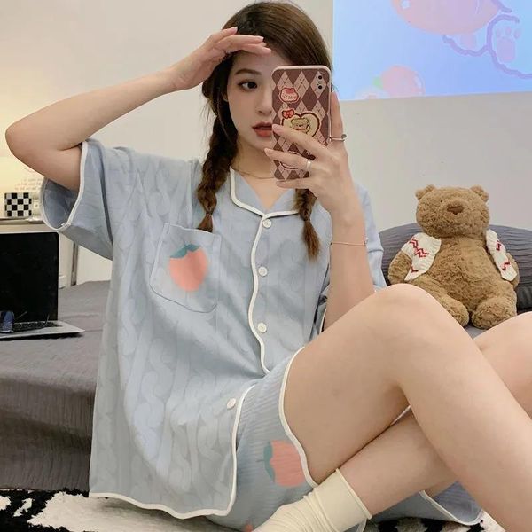 

pajama woman 2 piece set summer plus size sleepwear anime cartoon korean kawaii nightwear princess style ladies home clothes, Black;red