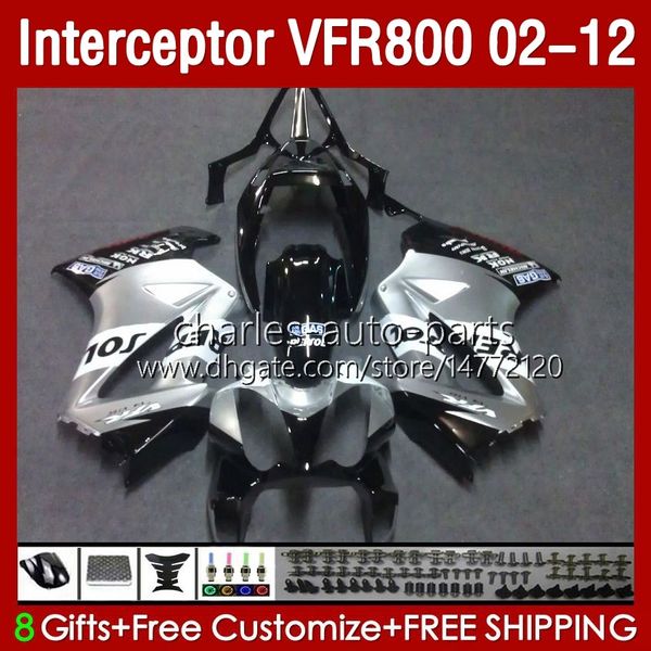 Carrozzeria per HONDA Interceptor Repsol Silver VFR 800 VFR800 RR CC 800RR 02-12 Corpo 129No.48 800CC VFR800RR 02 2002 2003 2004 2005 2006 2007 VFR-800 08 09 10 11 12 Carenature