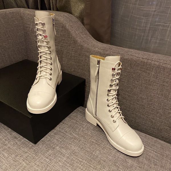 

women new lace-up martin boots with stylish genuine leather wear resistance skid prevention long and short styles are available, Black