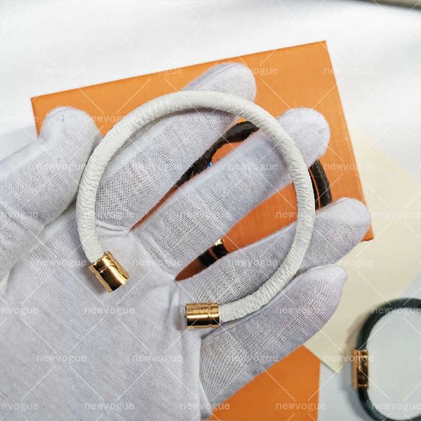 

man woman bracelet fashion leather magnetic buckle bracelets chain jewelry wristband with box9, Golden;silver