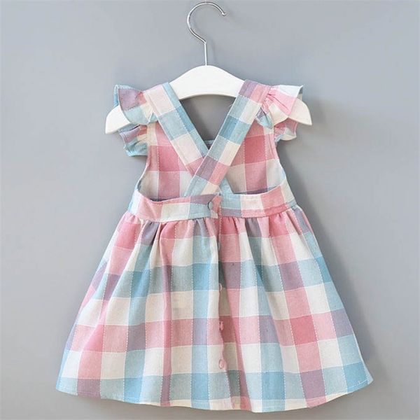 

summer girls dress korean strap plaid casual sleeveless party princess dress cute childrens baby kids girls clothing 220707, Red;yellow
