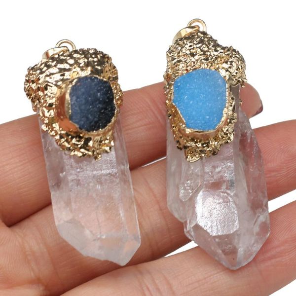 Anhänger Halsketten Unregelmäßige Kristall Säule Charms Naturstein Quarz Druzy Achate Für DIY Halskette Herstellung Exquisiten Schmuck