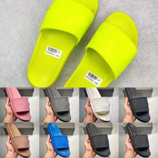 

with box paris foams runners logo pool slide slipper women ladies scuffs summer beach striped causal flip flops flat slide slippers sandals, Black