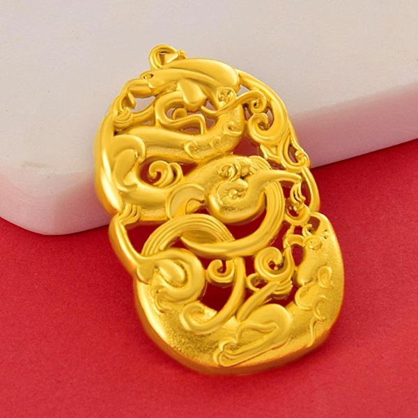 Подвесные ожерелья для драконов -цепь мужчин ювелирные изделия 18 кв желтого золота винтажное хип -хоп крутой ожерелье Подарок