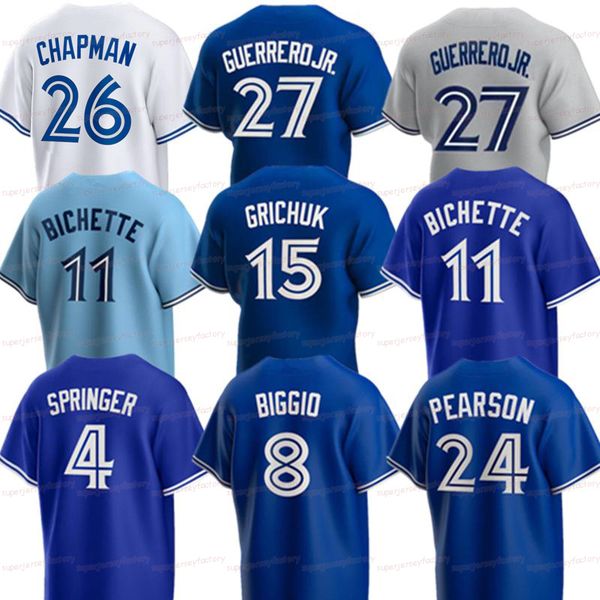 

26 matt chapman blue vladimir guerrero jr. jays jersey george springer bo bichette cavan biggio yusei kikuchi16 raimel tapia kevin gausman n, Blue;black